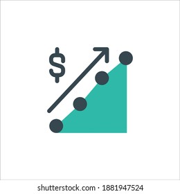 Vector Business Icon Design Graphic Template, Flat Colored - Business Chart Symbol