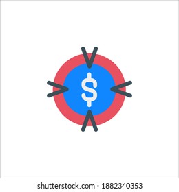 Plantilla gráfica de diseño de icono empresarial de vectores, color plano - símbolo de destino comercial