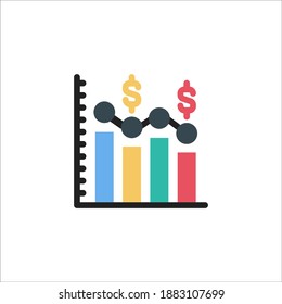 Plantilla gráfica de diseño de icono empresarial vectorial, color plano - símbolo de pérdida