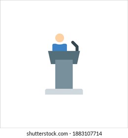 Plantilla gráfica de diseño de icono empresarial vectorial, color plano - símbolo de podio