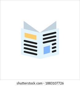 Vector Business Icon Design Graphic Template, Flat Colored - Newspaper Symbol