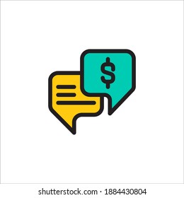 Vector Business Icon Design Graphic Template, Line Colored Style - Communication Symbol
