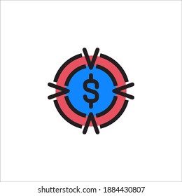 Plantilla gráfica de diseño de icono empresarial de vectores, estilo de color de línea - Símbolo de destino comercial
