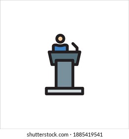 Vector Business Icon Design Graphic Template Style Line Colored - Podium Symbol