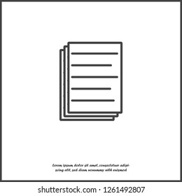 Vector business icon. Document on white isolated background Layers grouped for easy editing illustration. For your design.