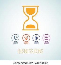 Vector business icon in the form of an hourglass. Icon set for for annual reports, charts, presentations, workflow layout, banner, number options, step up options, web design with symbols.