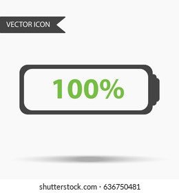 Vector business icon fully charged battery.
