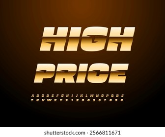 Vector business icon High Price with glossy luxury Font. Elite Alphabet Letters and Numbers set