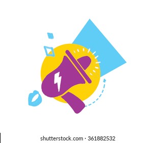 Vector business icon. Megaphone, Loud sound.