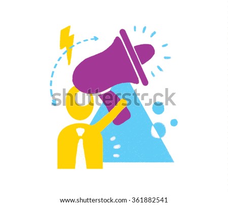 Vector business icon. Megaphone, Loud sound.