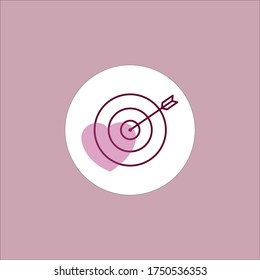 Vector business icon for mission, goal with love and care. Target and heart