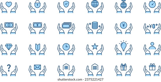 Vector Business Icon and Palm Set