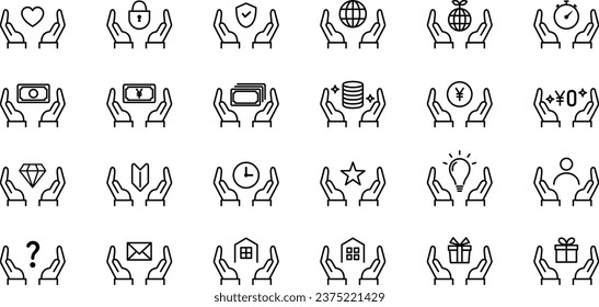 Vector Business Icon and Palm Set