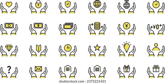 Vector Business Icon and Palm Set