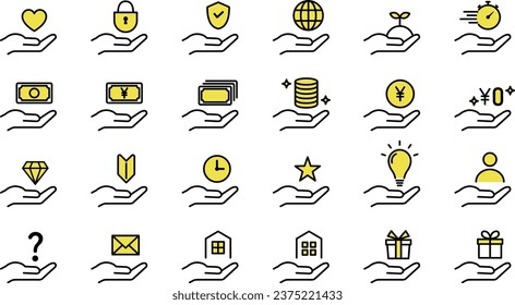 Vector Business Icon and Palm Set