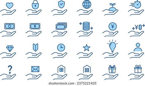 Vector Business Icon and Palm Set