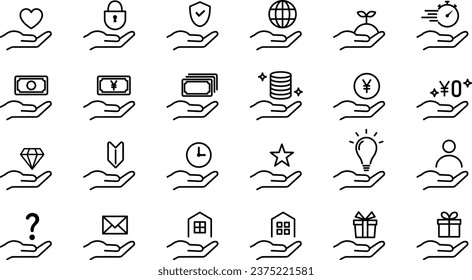 Vector Business Icon and Palm Set