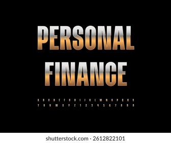 Vector Business icon Personal Finance. Elite Gold Font. Trendy Elegant Alphabet Letters and Numbers set