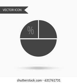 Vector business icon pie chart. Icon for for annual reports, charts, presentations, workflow layout, banner, number options, step up options, web design. Contemporary flat design.