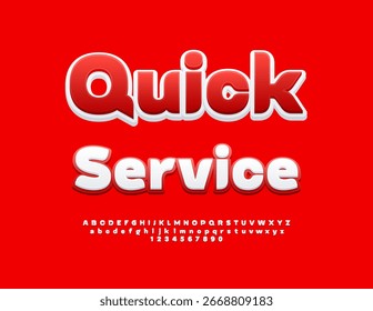 Vector Business icon Quick Service. Fuente blanca brillante y roja. Conjunto de letras y números de alfabeto elegante.