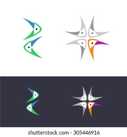 Vector business icon set, flat style. Logo design.