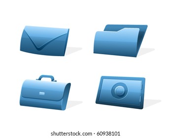 Vector Business Icon Set - Mail, Safe, Case, Folder