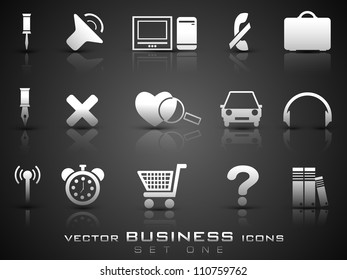 Vector business icon set on grey background. EPS 10.