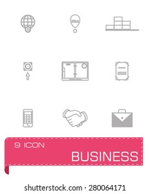 Vector Business icon set on grey background