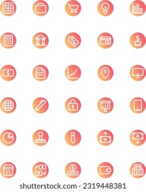 Vector de icono de negocio Set de degradado redondo. Perfecto para la interfaz de usuario, nueva aplicación, etc.