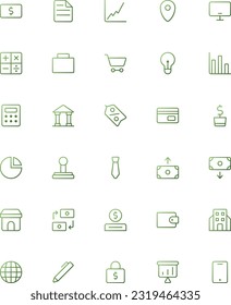 Vector of Business Icon Set Thin Gradient. Perfect for user interface, new application, etc.