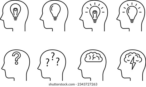 Vector Business Icon Set of Thinking and Innovative Individuals