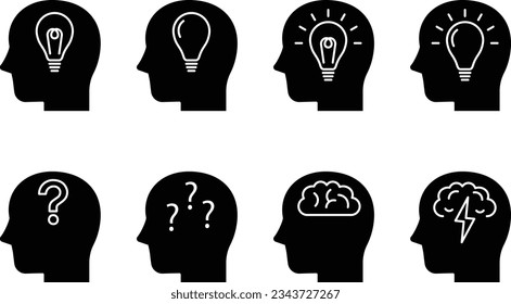 Vector Business Icon Set of Thinking and Innovative Individuals