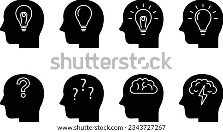Vector Business Icon Set of Thinking and Innovative Individuals