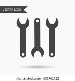 Vector business icon three spanners. Icon for for annual reports, charts, presentations, workflow layout, banner, number options, step up options, web design. Contemporary flat design.