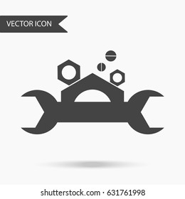 Vector business icon wrench and nuts. Icon for for annual reports, charts, presentations, workflow layout, banner, number options, step up options, web design. Contemporary flat design.