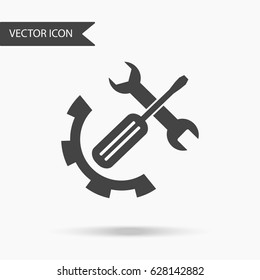 Vector business icon wrench and screwdriver. Icon for for annual reports, charts, presentations, workflow layout, banner, number options, step up options, web design. Contemporary flat design.