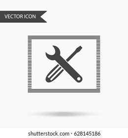 Vector business icon wrench and screwdriver. Icon for for annual reports, charts, presentations, workflow layout, banner, number options, step up options, web design. Contemporary flat design.
