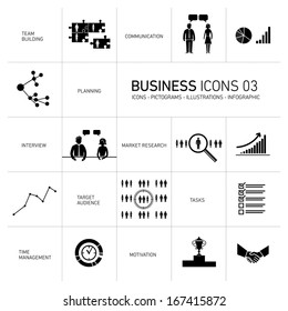 vector business icons and pictograms | flat design infographics template black on white background