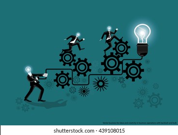 Vector Business For Ideas And Creativity In Business Operations With Backlash And Bulb Flat Design