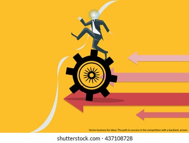 Vector business for ideas. The path to success in the competition with a backlash, arrows flat design