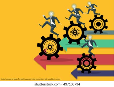 Vector business for ideas. The path to success in the competition with a backlash, arrows flat design
