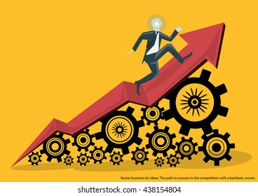Vector business for ideas. The path to success in the competition with a backlash, arrows flat design