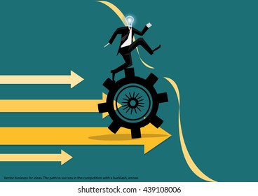 Vector business for ideas. The path to success in the competition with a backlash, arrows flat design