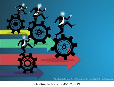 Vector business for ideas. The path to success in the competition with a backlash, arrows flat design