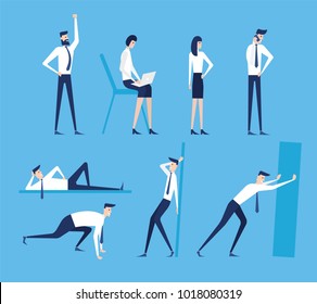 Vector business illustration, flat design, animation possibility to create unique characters, a set of different in character people