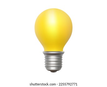Ilustración vectorial de la bombilla de luz sobre fondo de color blanco. Estilo de diseño 3d realista de bombilla de luz para web, banner, afiche