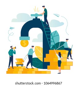 vector business illustration on white background. business porters - a successful team. financing of creative projects. Receipt of money from the tap, water consumption, money for water vector business illustration on white background. business porters - a successful team. financing of creative projects. Receipt of money from the tap, water consumption, money for water