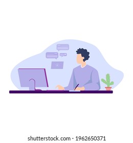 Vector Business illustrations. men's work activities in the office with a busy schedule