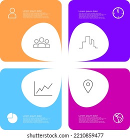 Infografik von Vector Business mit vier Teilen und Farben
