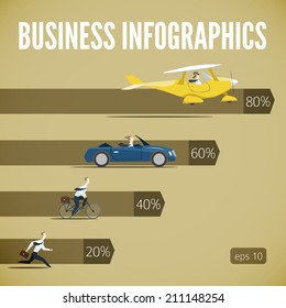 Vector business info graphic set with rivalry businessman